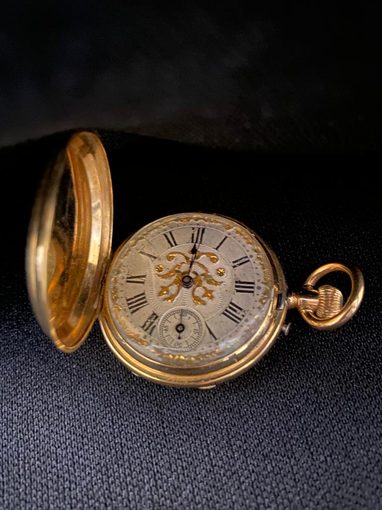 Reloj De Colgar Oro Esmaltes Diamantes Siglo XIX Interior